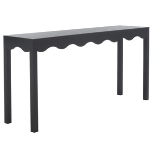 Safavieh Lilith Wavy Console - Stunning 63" Design With Timeless Style For Living Room Or Entryway Decor Matte Black , Wood Cns5742b