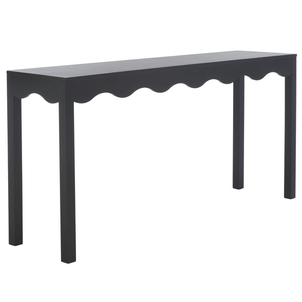 Safavieh Lilith Wavy Console - Stunning 63" Design With Timeless Style For Living Room Or Entryway Decor Matte Black , Wood Cns5742b