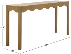 Safavieh Lilith Wavy Console - Stunning 63" Design With Timeless Style For Living Room Or Entryway Decor Desert Brown Wood Cns5742c
