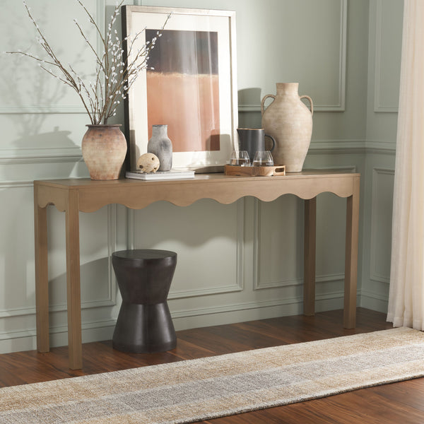 Safavieh Lilith Wavy Console - Stunning 63" Design With Timeless Style For Living Room Or Entryway Decor Desert Brown Wood Cns5742c