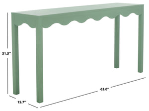 Safavieh Lilith Wavy Console - Stunning 63" Design With Timeless Style For Living Room Or Entryway Decor Sage Green Wood Cns5742d