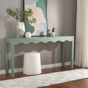 Safavieh Lilith Wavy Console - Stunning 63" Design With Timeless Style For Living Room Or Entryway Decor Sage Green Wood Cns5742d