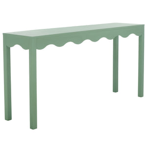 Safavieh Lilith Wavy Console - Stunning 63" Design With Timeless Style For Living Room Or Entryway Decor Sage Green Wood Cns5742d