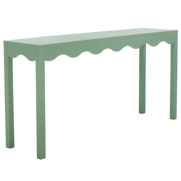 Safavieh Lilith Wavy Console - Stunning 63" Design With Timeless Style For Living Room Or Entryway Decor Sage Green Wood Cns5742d