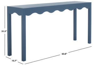 Safavieh Lilith Wavy Console - Stunning 63" Design With Timeless Style For Living Room Or Entryway Decor Blue Wood Cns5742e
