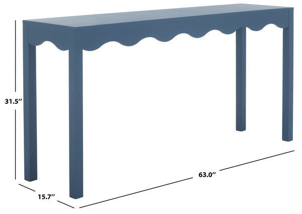 Safavieh Lilith Wavy Console - Stunning 63" Design With Timeless Style For Living Room Or Entryway Decor Blue Wood Cns5742e