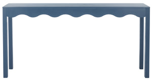 Safavieh Lilith Wavy Console - Stunning 63" Design With Timeless Style For Living Room Or Entryway Decor Blue Wood Cns5742e