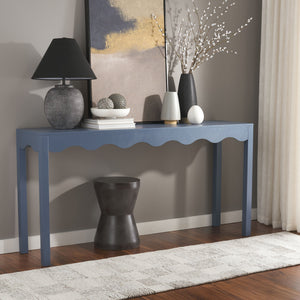 Safavieh Lilith Wavy Console - Stunning 63" Design With Timeless Style For Living Room Or Entryway Decor Blue Wood Cns5742e