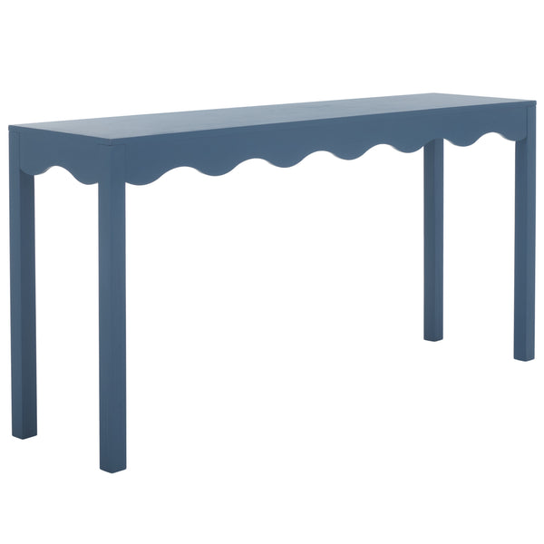 Safavieh Lilith Wavy Console - Stunning 63" Design With Timeless Style For Living Room Or Entryway Decor Blue Wood Cns5742e