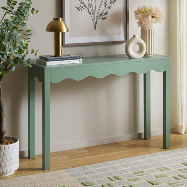 Safavieh Lilith Wave Console Table – Sculptural Design For Modern Interiors, Stylish Storage & Display Solutions Sage CNS5743C