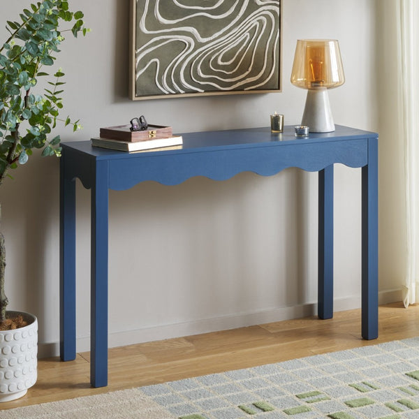 Safavieh Lilith Wave Console Table – Sculptural Design For Modern Interiors, Stylish Storage & Display Solutions Blue CNS5743D