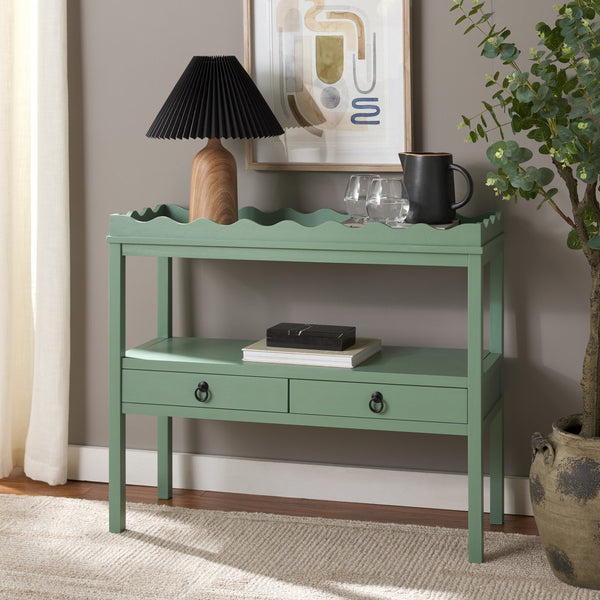 Safavieh Darlyn Two Drawer Console Table - Stylish Storage Solution For Modern Entryways And Living Spaces Sage Pine Wood,Mdf Cns5747d