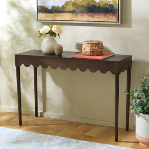 Neha Console Table With Solid Wood Frame And Slim Profile, Elegant Veneer Top For Entryway DéCor