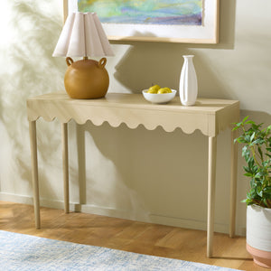 Neha Console Table With Solid Wood Frame And Slim Profile, Elegant Veneer Top For Entryway DéCor