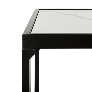 Safavieh Zuri Console Table - Modern Minimalist Design With White Marble Top And Matte Black Legs For Entryway CNS6200A
