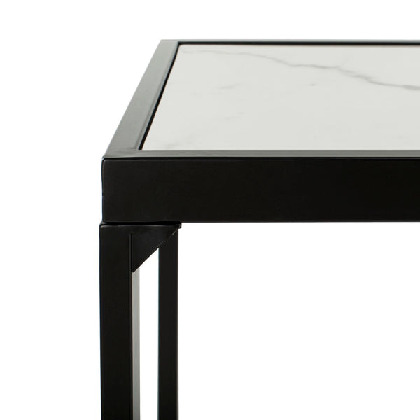 Safavieh Zuri Console Table - Modern Minimalist Design With White Marble Top And Matte Black Legs For Entryway CNS6200A