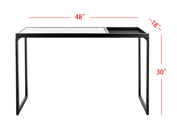 Safavieh Zuri Console Table - Modern Minimalist Design With White Marble Top And Matte Black Legs For Entryway CNS6200A