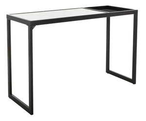 Safavieh Zuri Console Table - Modern Minimalist Design With White Marble Top And Matte Black Legs For Entryway CNS6200A