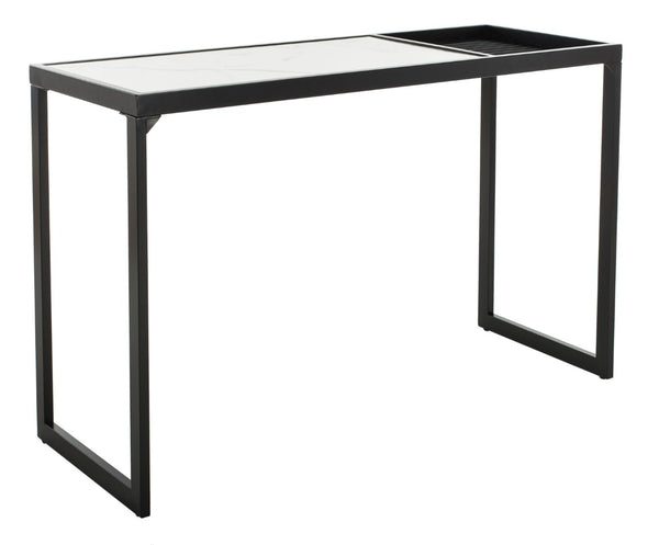 Safavieh Zuri Console Table - Modern Minimalist Design With White Marble Top And Matte Black Legs For Entryway CNS6200A