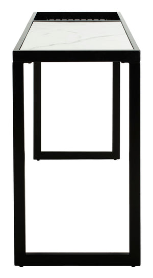Safavieh Zuri Console Table - Modern Minimalist Design With White Marble Top And Matte Black Legs For Entryway CNS6200A