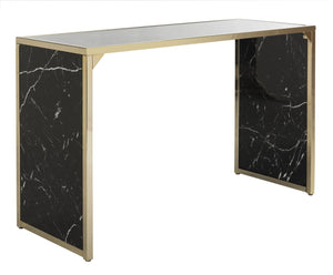 Safavieh Kylie Console Table - Sleek Black Marble And Brass Accents For Modern Entryway Elegance & Functionality CNS6201A