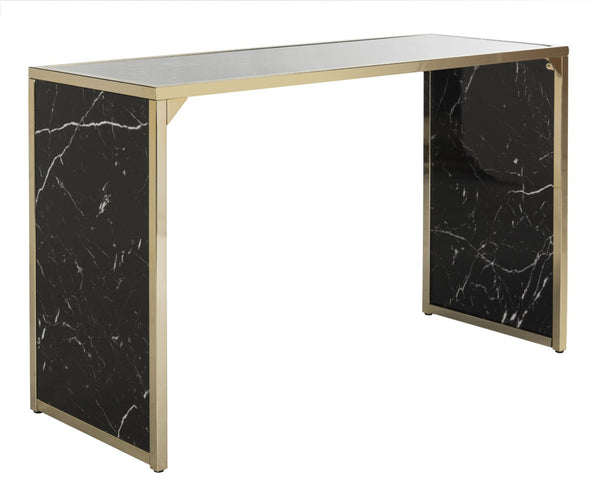 Safavieh Kylie Console Table - Sleek Black Marble And Brass Accents For Modern Entryway Elegance & Functionality CNS6201A