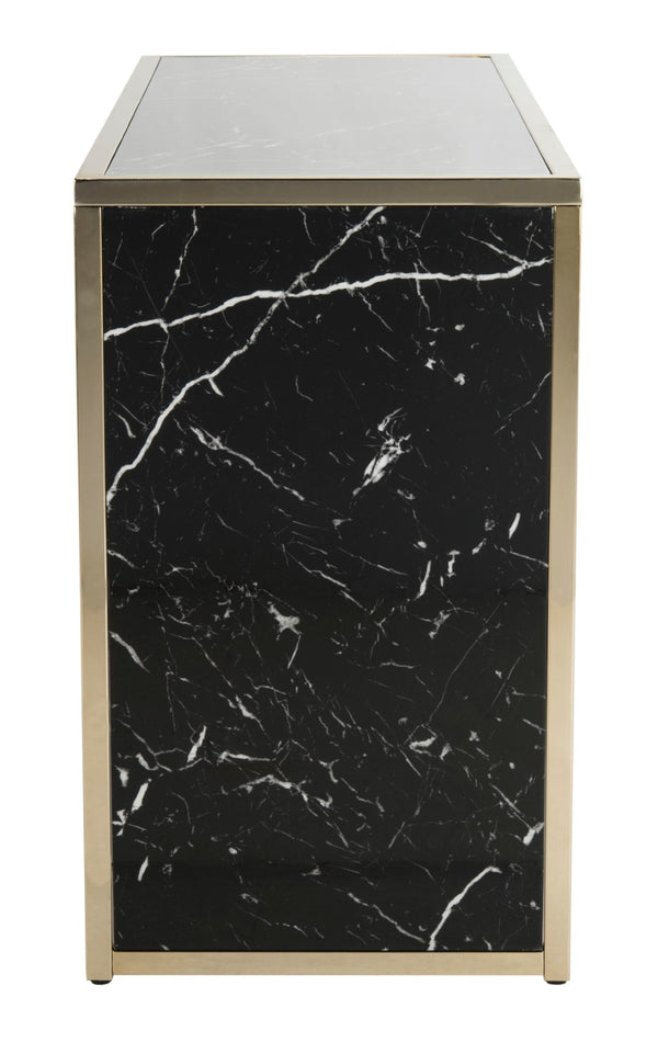 Safavieh Kylie Console Table - Sleek Black Marble And Brass Accents For Modern Entryway Elegance & Functionality CNS6201A