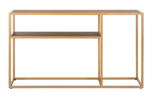 Safavieh Octavia Console Table – Modern Geometric Design With Staggered Tiers For Stylish Entryway Display Walnut/Gold CNS6205A