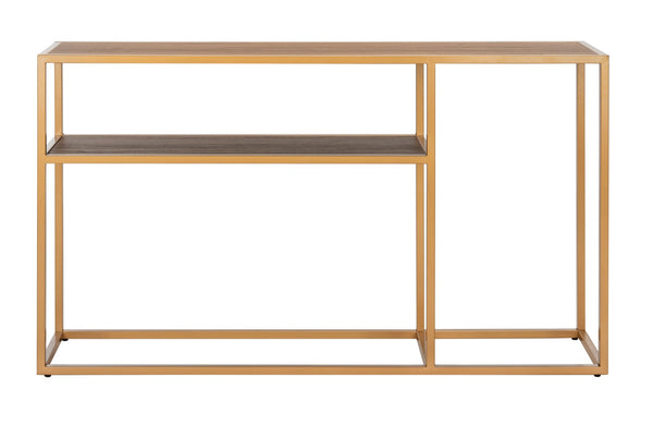 Safavieh Octavia Console Table – Modern Geometric Design With Staggered Tiers For Stylish Entryway Display Walnut/Gold CNS6205A