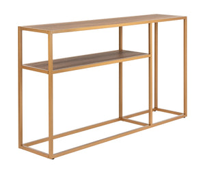Safavieh Octavia Console Table – Modern Geometric Design With Staggered Tiers For Stylish Entryway Display Walnut/Gold CNS6205A