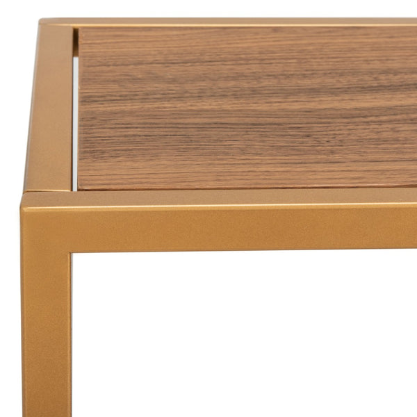 Safavieh Octavia Console Table – Modern Geometric Design With Staggered Tiers For Stylish Entryway Display Walnut/Gold CNS6205A