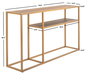 Safavieh Octavia Console Table – Modern Geometric Design With Staggered Tiers For Stylish Entryway Display Walnut/Gold CNS6205A