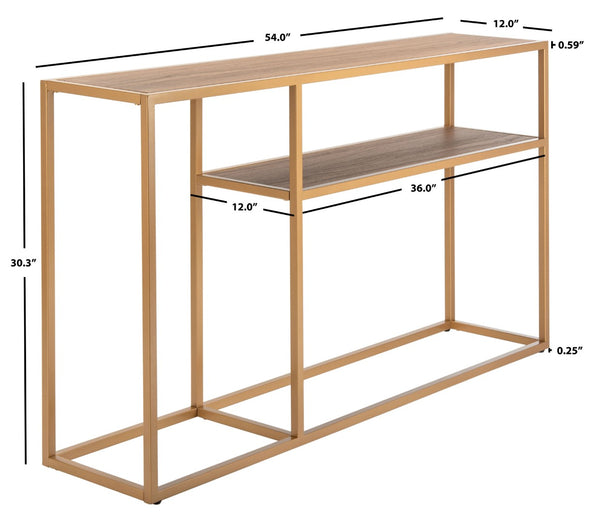 Safavieh Octavia Console Table – Modern Geometric Design With Staggered Tiers For Stylish Entryway Display Walnut/Gold CNS6205A
