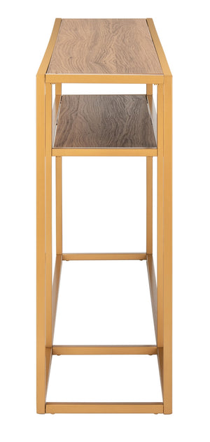Safavieh Octavia Console Table – Modern Geometric Design With Staggered Tiers For Stylish Entryway Display Walnut/Gold CNS6205A