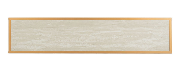 Safavieh Octavia Console Table – Modern Geometric Design With Staggered Tiers For Stylish Entryway Display Beige Faux Stone/Black Faux Granite/Gold CNS6205B