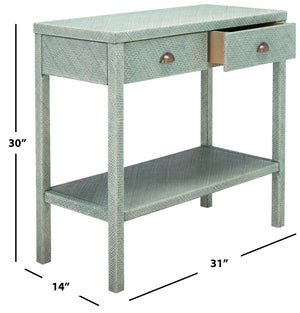 Safavieh Apis Modern Turquoise Console Table With 2 Drawers & Shelf - Chic Storage For Entryways & Living Spaces CNS6602A