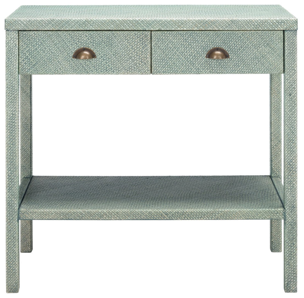 Safavieh Apis Modern Turquoise Console Table With 2 Drawers & Shelf - Chic Storage For Entryways & Living Spaces CNS6602A