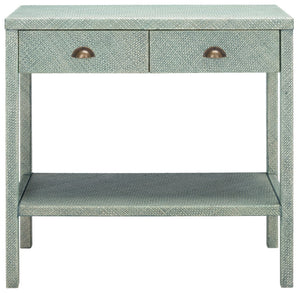 Safavieh Apis Modern Turquoise Console Table With 2 Drawers & Shelf - Chic Storage For Entryways & Living Spaces CNS6602A