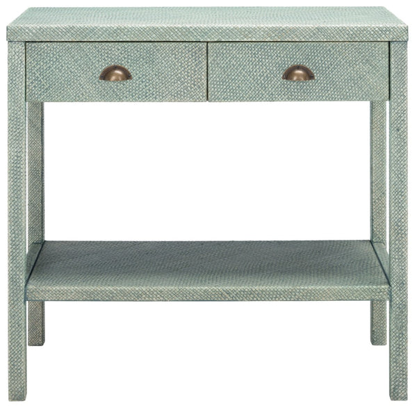 Safavieh Apis Modern Turquoise Console Table With 2 Drawers & Shelf - Chic Storage For Entryways & Living Spaces CNS6602A