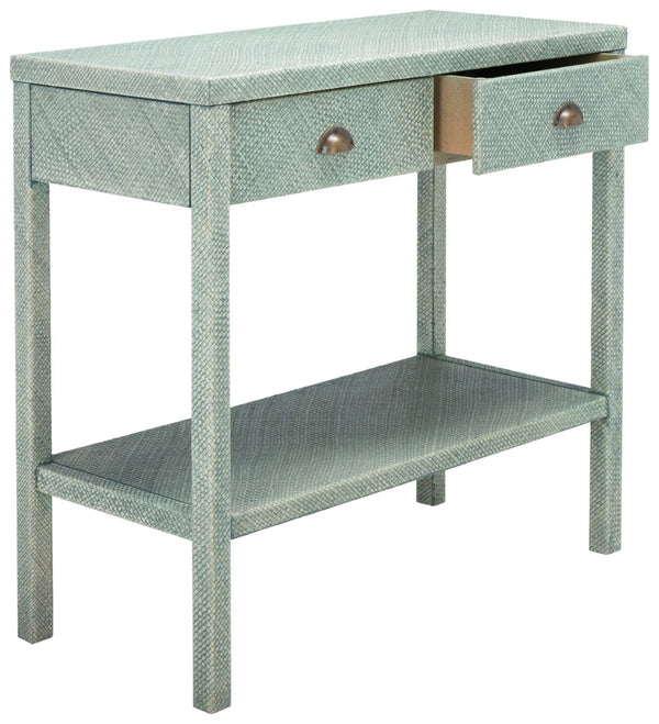 Safavieh Apis Modern Turquoise Console Table With 2 Drawers & Shelf - Chic Storage For Entryways & Living Spaces CNS6602A