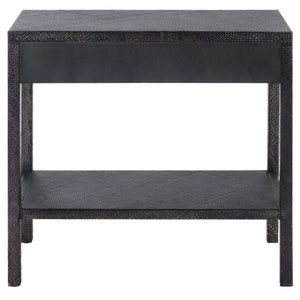 Apis Raffia Console Table With 2 Drawers & Open Shelf — Compact Bayur Wood Entryway Organizer