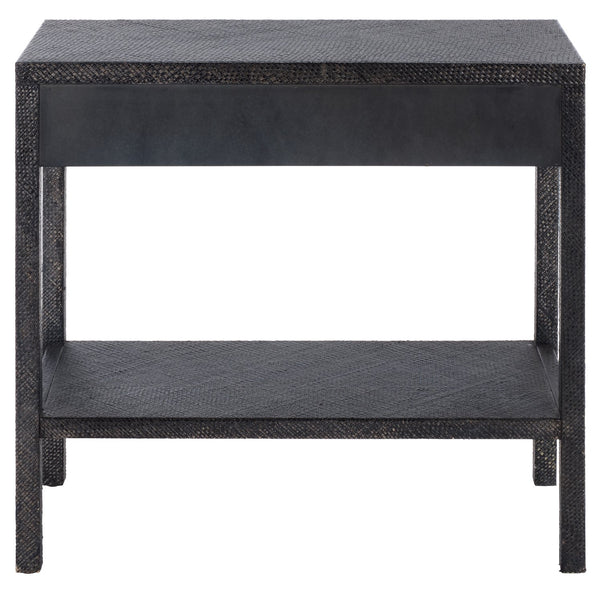Apis Raffia Console Table With 2 Drawers & Open Shelf — Compact Bayur Wood Entryway Organizer