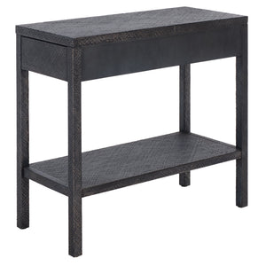 Apis Raffia Console Table With 2 Drawers & Open Shelf — Compact Bayur Wood Entryway Organizer