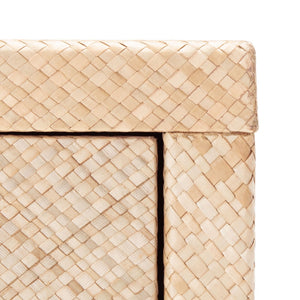 Safavieh Apis Raffia Console Table - Chic Storage Solution With Gold Pulls, Open Shelves & Natural Finish CNS6603A