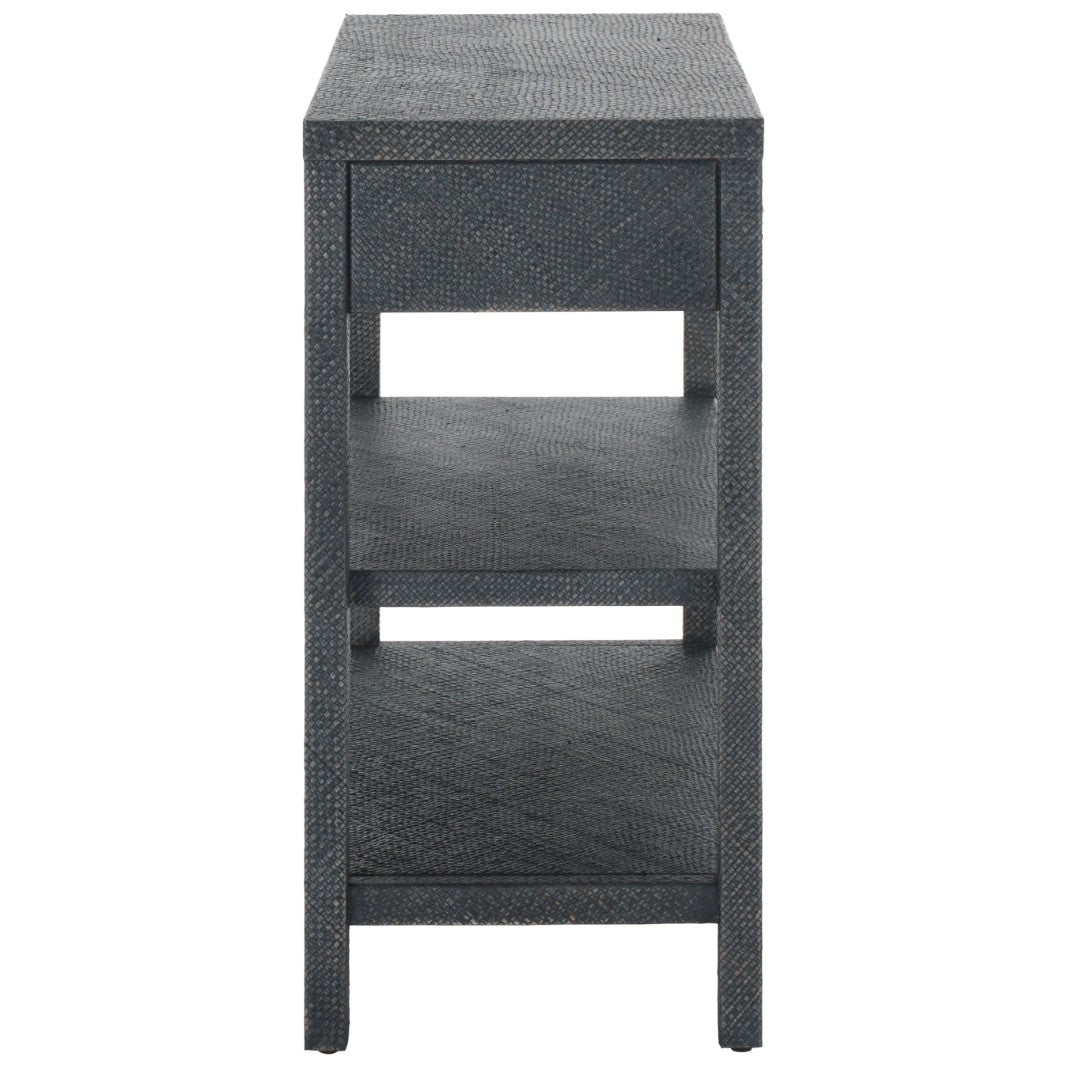 Apis Raffia Console Table In Navy Blue – Stylish Bayur Wood Accent Wit
