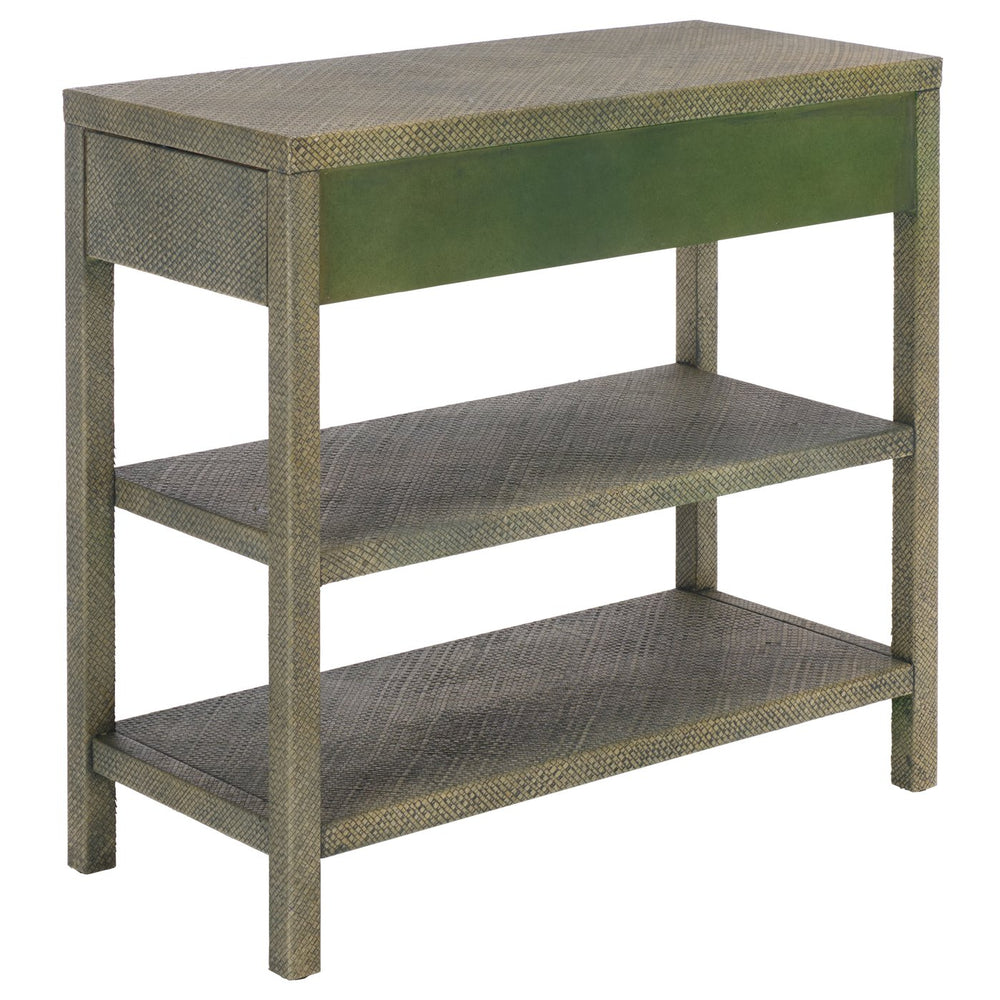 Apis Raffia Console Table With 2 Drawers & 2 Shelves, Bayur Wood Frame, Coastal Handcrafted Charm