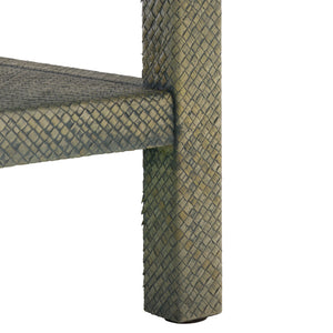 Apis Raffia Console Table With 2 Drawers & 2 Shelves, Bayur Wood Frame, Coastal Handcrafted Charm