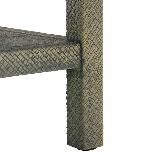 Apis Raffia Console Table With 2 Drawers & 2 Shelves, Bayur Wood Frame, Coastal Handcrafted Charm