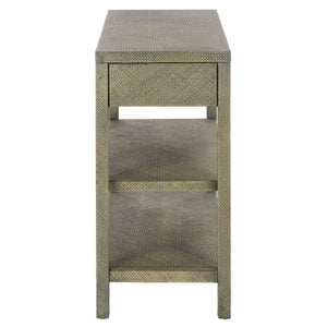 Apis Raffia Console Table With 2 Drawers & 2 Shelves, Bayur Wood Frame, Coastal Handcrafted Charm