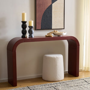 Safavieh Liasonya Curved Console Table - Elegant Bordeaux Finish, Sturdy Metal Base, Versatile Accent Piece For Home CNS6604D